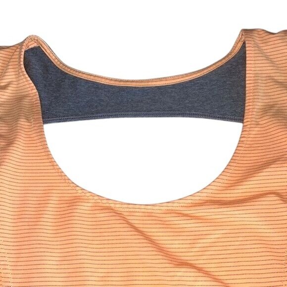 MPG Peach & Gray Striped Active Tank Top Womens Size S Polyester/Spandex - Picture 2 of 8